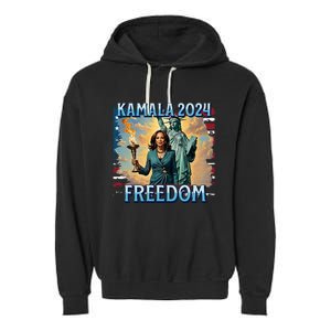 Kamala Harris 2024 For President Campaign Lady Liberty Torch Garment-Dyed Fleece Hoodie