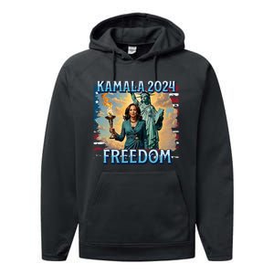 Kamala Harris 2024 For President Campaign Lady Liberty Torch Performance Fleece Hoodie