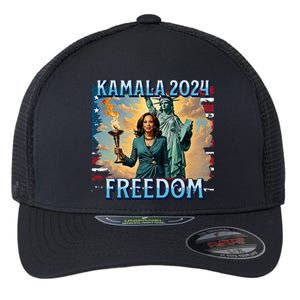 Kamala Harris 2024 For President Campaign Lady Liberty Torch Flexfit Unipanel Trucker Cap