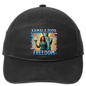 Kamala Harris 2024 For President Campaign Lady Liberty Torch 7-Panel Snapback Hat