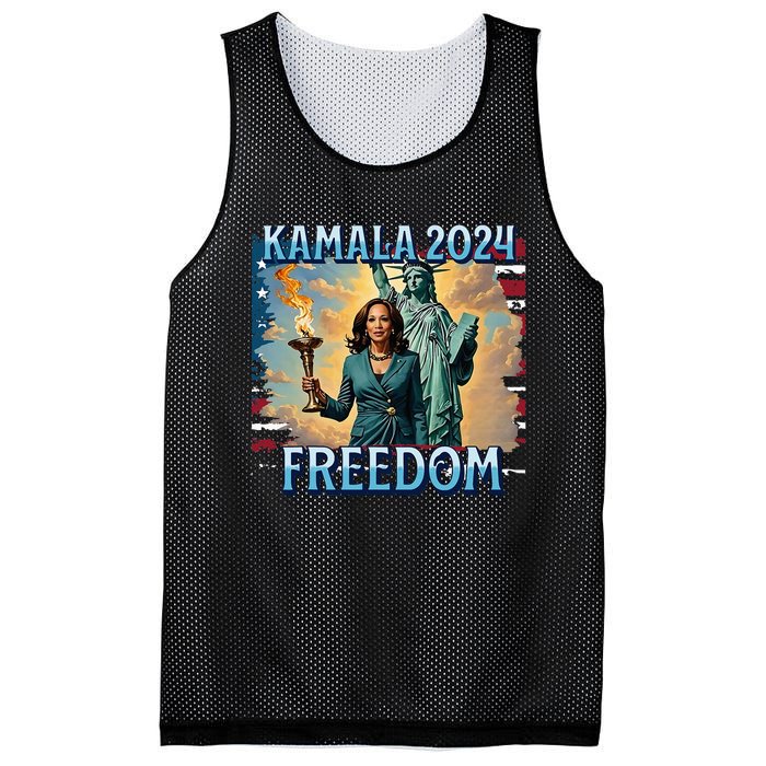 Kamala Harris 2024 For President Campaign Lady Liberty Torch Mesh Reversible Basketball Jersey Tank