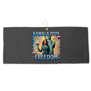 Kamala Harris 2024 For President Campaign Lady Liberty Torch Large Microfiber Waffle Golf Towel