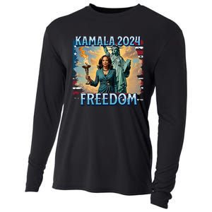 Kamala Harris 2024 For President Campaign Lady Liberty Torch Cooling Performance Long Sleeve Crew