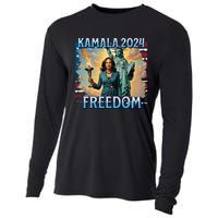 Kamala Harris 2024 For President Campaign Lady Liberty Torch Cooling Performance Long Sleeve Crew