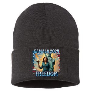 Kamala Harris 2024 For President Campaign Lady Liberty Torch Sustainable Knit Beanie