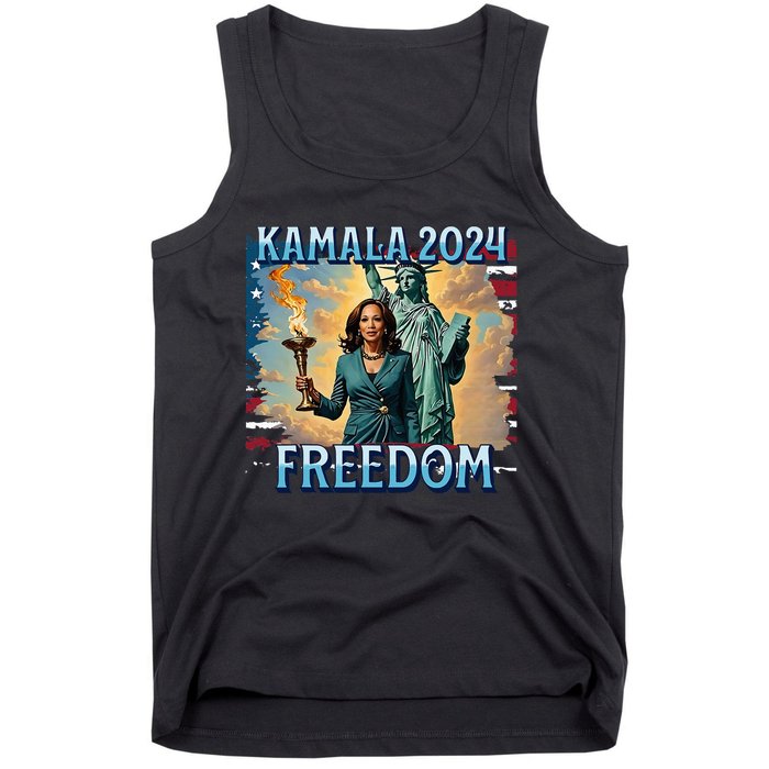 Kamala Harris 2024 For President Campaign Lady Liberty Torch Tank Top