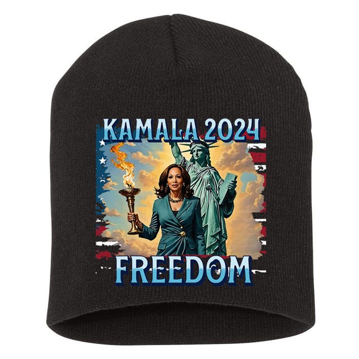 Kamala Harris 2024 For President Campaign Lady Liberty Torch Short Acrylic Beanie