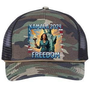 Kamala Harris 2024 For President Campaign Lady Liberty Torch Retro Rope Trucker Hat Cap