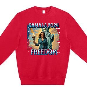 Kamala Harris 2024 For President Campaign Lady Liberty Torch Premium Crewneck Sweatshirt