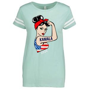 Kamala Harris 2024 President Women Funny America Flag Vote Enza Ladies Jersey Football T-Shirt