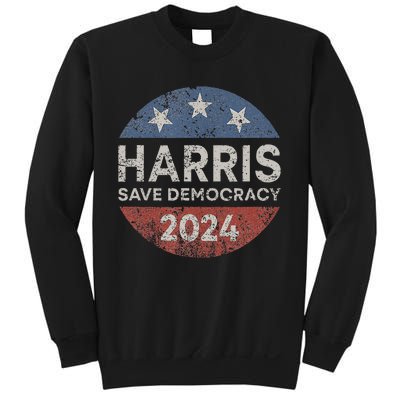 Kamala Harris 2024 Save Democracy Retro Button Election 2024 Sweatshirt