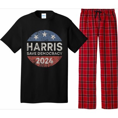 Kamala Harris 2024 Save Democracy Retro Button Election 2024 Pajama Set