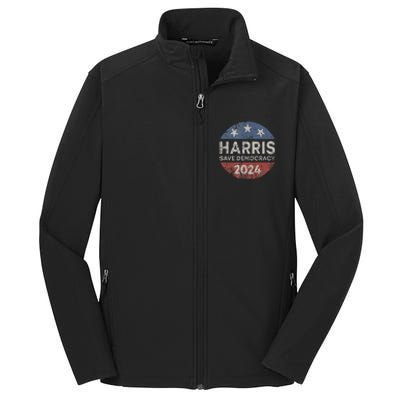 Kamala Harris 2024 Save Democracy Retro Button Election 2024 Core Soft Shell Jacket