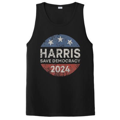 Kamala Harris 2024 Save Democracy Retro Button Election 2024 PosiCharge Competitor Tank