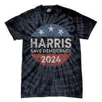 Kamala Harris 2024 Save Democracy Retro Button Election 2024 Tie-Dye T-Shirt