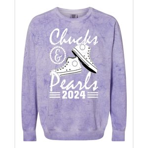 Kamala Harris 2024 Usa Election Chucks And Pearls 2024 Gift Colorblast Crewneck Sweatshirt