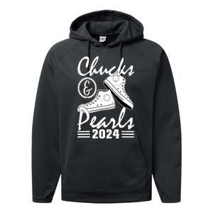 Kamala Harris 2024 Usa Election Chucks And Pearls 2024 Gift Performance Fleece Hoodie