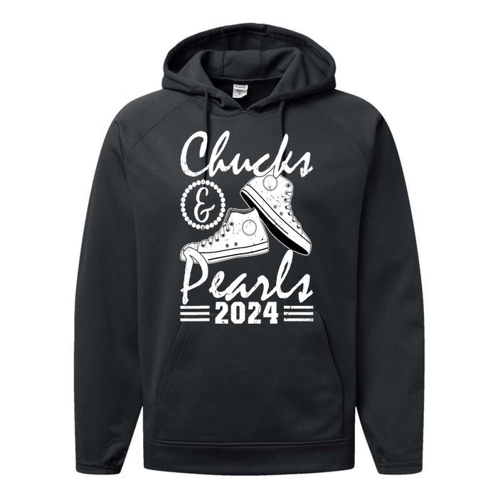 Kamala Harris 2024 Usa Election Chucks And Pearls 2024 Gift Performance Fleece Hoodie