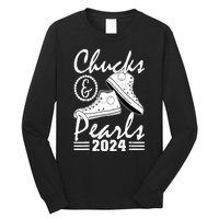 Kamala Harris 2024 Usa Election Chucks And Pearls 2024 Gift Long Sleeve Shirt