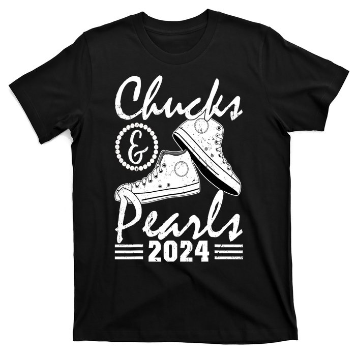 Kamala Harris 2024 Usa Election Chucks And Pearls 2024 Gift T-Shirt