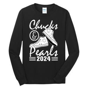 Kamala Harris 2024 Usa Election Chucks And Pearls 2024 Gift Tall Long Sleeve T-Shirt