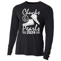 Kamala Harris 2024 Usa Election Chucks And Pearls 2024 Gift Cooling Performance Long Sleeve Crew