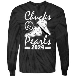 Kamala Harris 2024 Usa Election Chucks And Pearls 2024 Gift Tie-Dye Long Sleeve Shirt