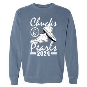 Kamala Harris 2024 Usa Election Chucks And Pearls 2024 Gift Garment-Dyed Sweatshirt