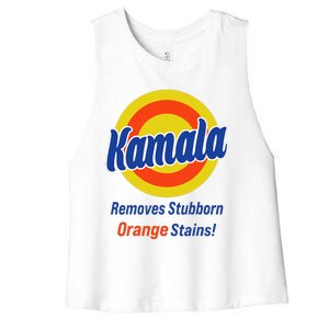 Kamala Harris 2024 Removes Stubborn Orange Stains Women's Racerback Cropped Tank