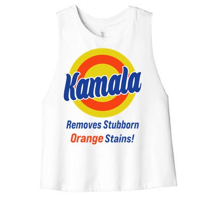 Kamala Harris 2024 Removes Stubborn Orange Stains Women's Racerback Cropped Tank