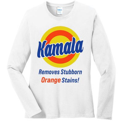 Kamala Harris 2024 Removes Stubborn Orange Stains Ladies Long Sleeve Shirt