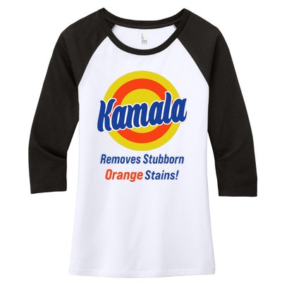 Kamala Harris 2024 Removes Stubborn Orange Stains Women's Tri-Blend 3/4-Sleeve Raglan Shirt