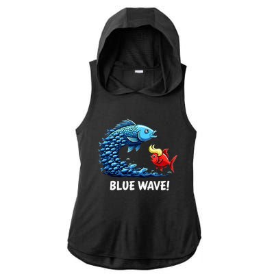 Kamala Harris 2024 Blue Wave Ladies PosiCharge Tri-Blend Wicking Draft Hoodie Tank