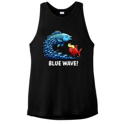 Kamala Harris 2024 Blue Wave Ladies PosiCharge Tri-Blend Wicking Tank