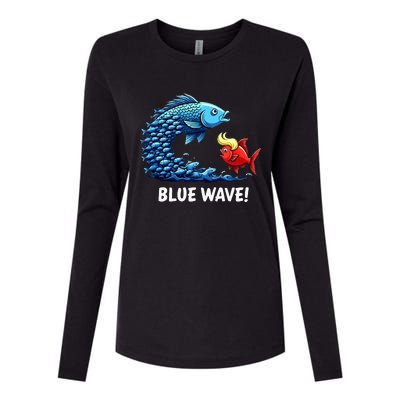 Kamala Harris 2024 Blue Wave Womens Cotton Relaxed Long Sleeve T-Shirt