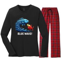 Kamala Harris 2024 Blue Wave Women's Long Sleeve Flannel Pajama Set 