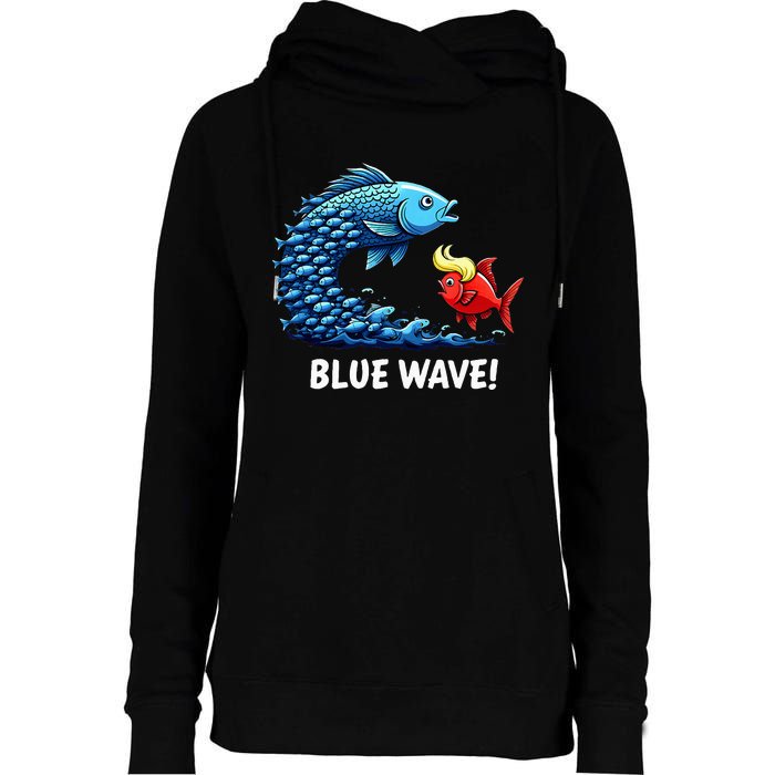 Kamala Harris 2024 Blue Wave Womens Funnel Neck Pullover Hood