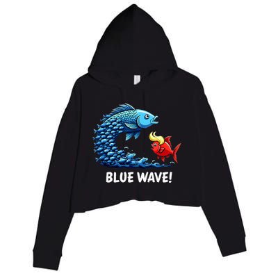 Kamala Harris 2024 Blue Wave Crop Fleece Hoodie