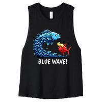 Kamala Harris 2024 Blue Wave Women's Racerback Cropped Tank