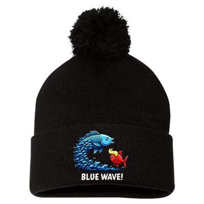 Kamala Harris 2024 Blue Wave Pom Pom 12in Knit Beanie