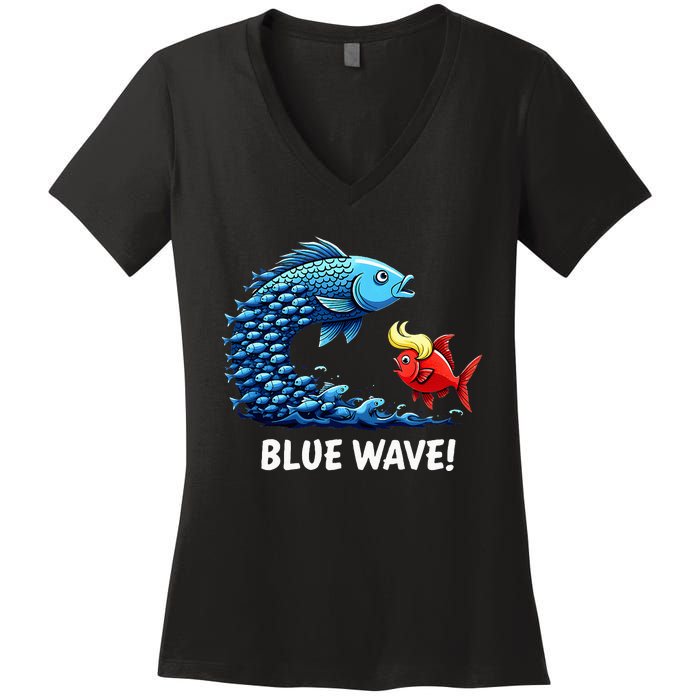 Kamala Harris 2024 Blue Wave Women's V-Neck T-Shirt