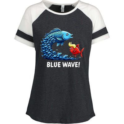 Kamala Harris 2024 Blue Wave Enza Ladies Jersey Colorblock Tee