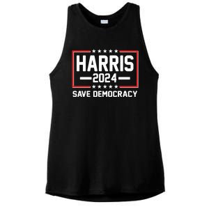 Kamala Harris 2024 Save Democracy Ladies PosiCharge Tri-Blend Wicking Tank