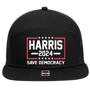 Kamala Harris 2024 Save Democracy 7 Panel Mesh Trucker Snapback Hat