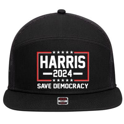 Kamala Harris 2024 Save Democracy 7 Panel Mesh Trucker Snapback Hat