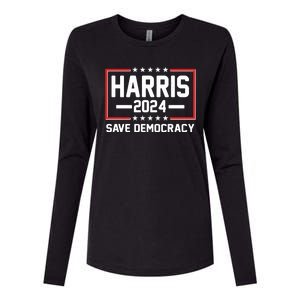 Kamala Harris 2024 Save Democracy Womens Cotton Relaxed Long Sleeve T-Shirt