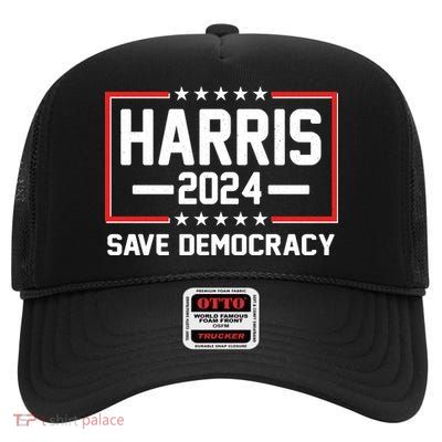 Kamala Harris 2024 Save Democracy High Crown Mesh Back Trucker Hat