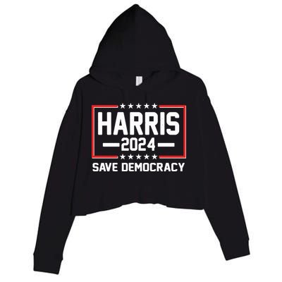 Kamala Harris 2024 Save Democracy Crop Fleece Hoodie