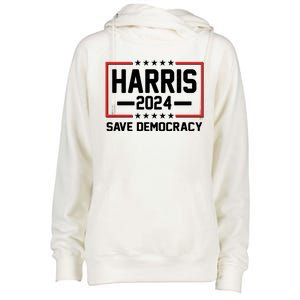 Kamala Harris 2024 Save Democracy Womens Funnel Neck Pullover Hood