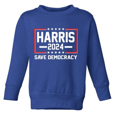 Kamala Harris 2024 Save Democracy Toddler Sweatshirt